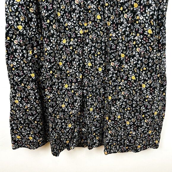 Madewell Ruffle Button Front Trapeze Folkmagic Black Floral Print Dress NA260 - Picture 13 of 13